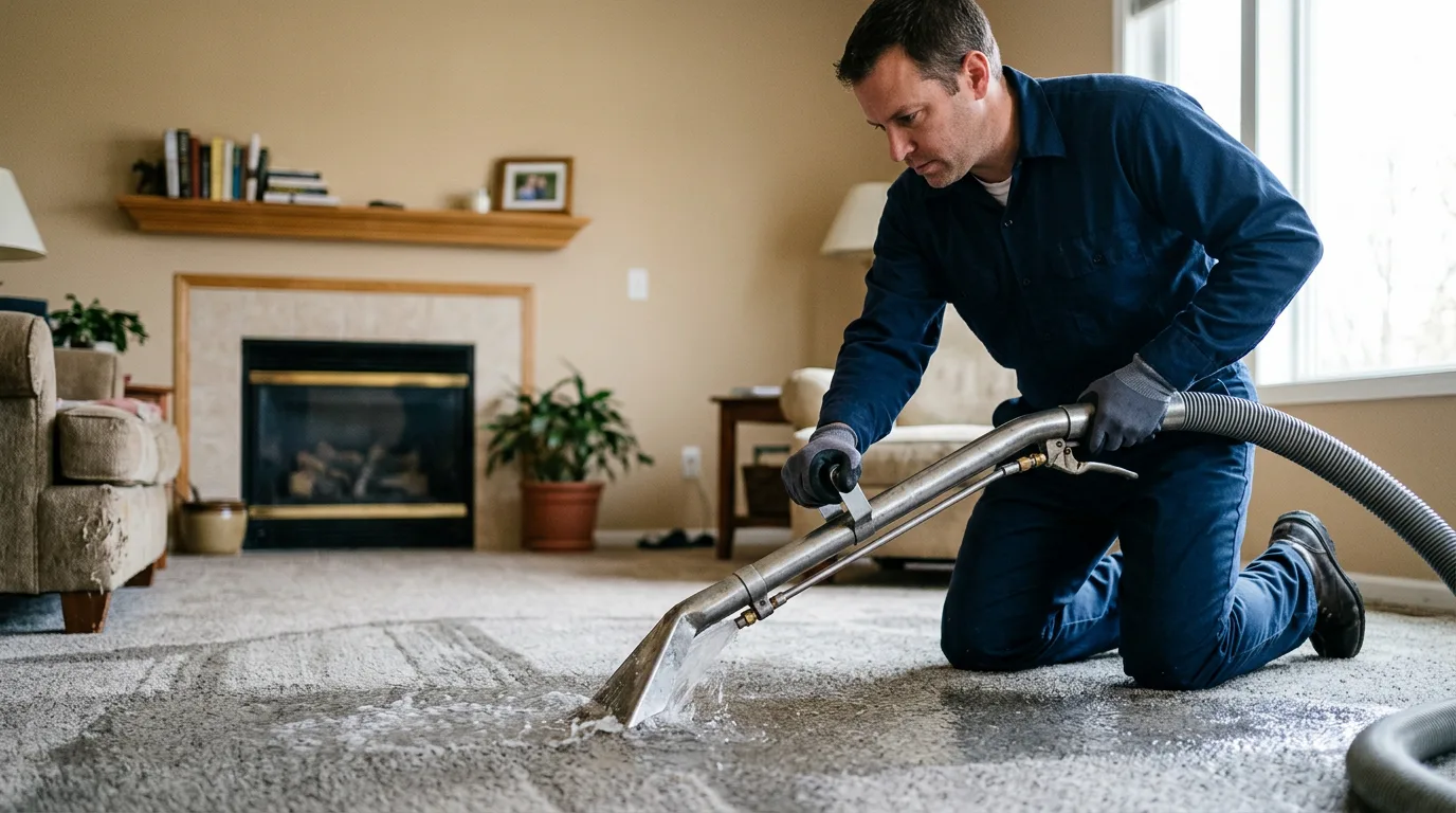 Water damage restoration technician working near Omega, GA